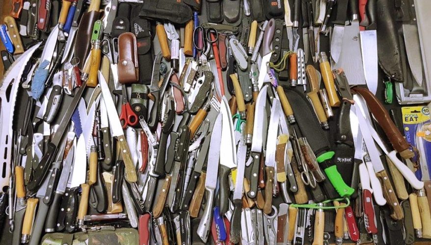 A collection of knives seized by the Metropolitan Police