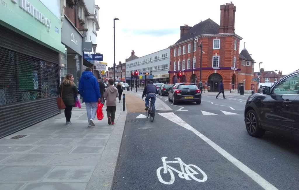Cycle lanes in Palmers Green
