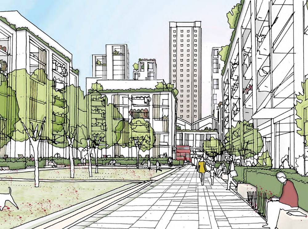 A sketch showing how the revamp of Edmonton Green could look