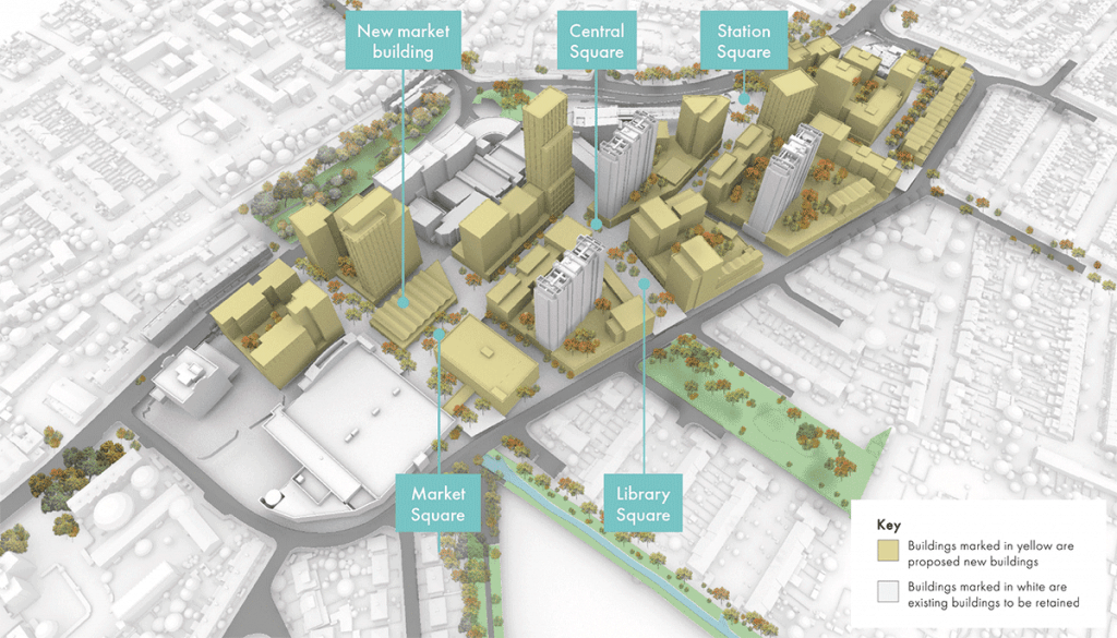 A map of the redevelopment plans for Edmonton Green
