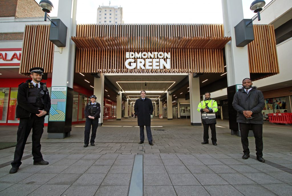 Police officers are supporting business owners at Edmonton Green Shopping Centre