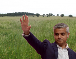 Vicarage Farm in World's End, where Enfield Council wants to allocated 3,000 new homes, and (inset) Mayor of London Sadiq Khan
