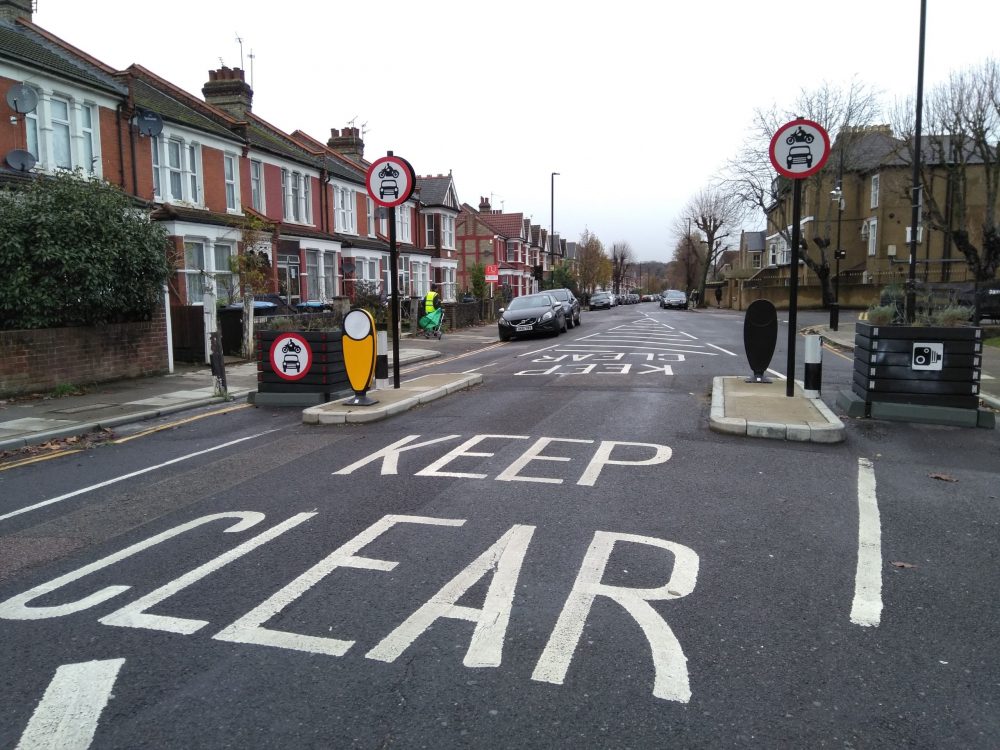 One of the entrances to the low-traffic neighbourhood in Bowes Park