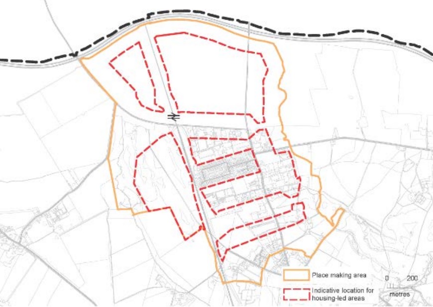 A map published in Enfield Council's draft Local Plan showing the areas (outlined in red) where new housing could be built after they are removed from the Green Belt
