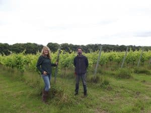 At Forty Hall Vineyard are Emma Lundie, head of operations, and Chus Bartolome, vineyard manager