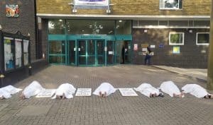 Opponents of a new incinerator in Edmonton staged a protest outside Enfield Civic Centre