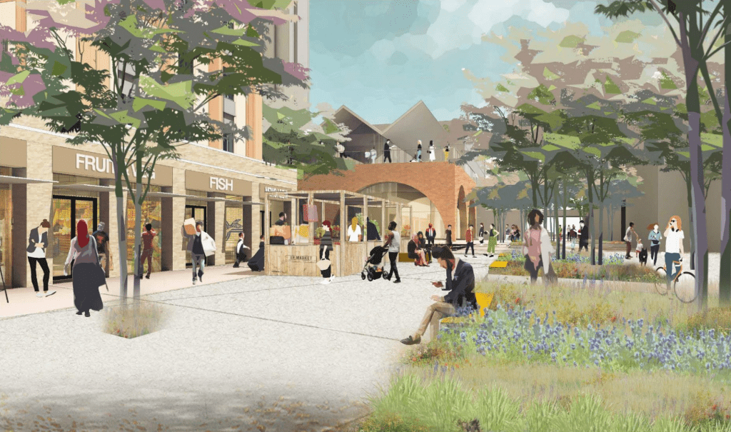 The proposed new market square at Edmonton Green Shopping Centre