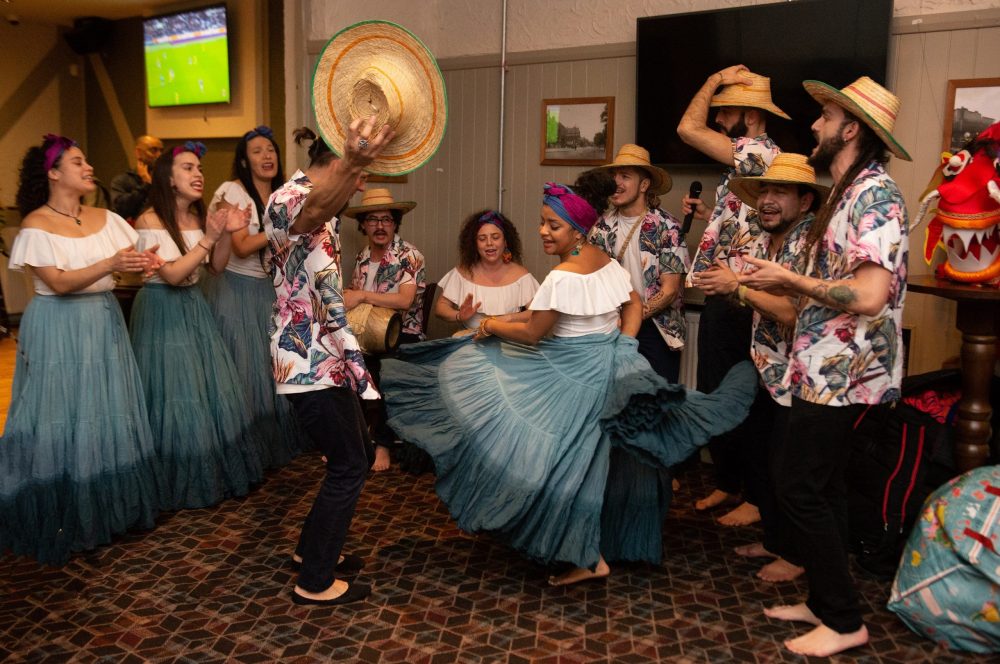Live music and dance by Tottenham-based musicians Akola Tambo, bringing Afro-Colombian bullerengue beats to The White Horse Pub (credit Natalie G)