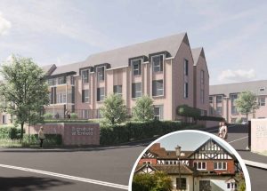 Plans for the new care home on The Ridgeway and (inset) the existing Royal Chace Hotel