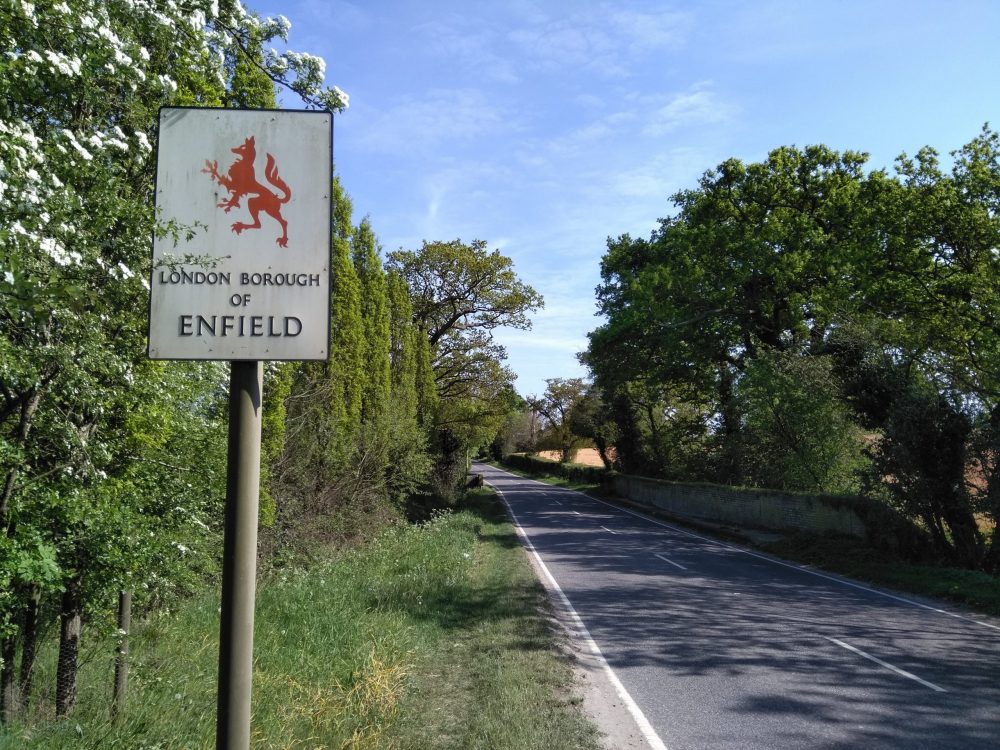 A London borough of Enfield welcome sign