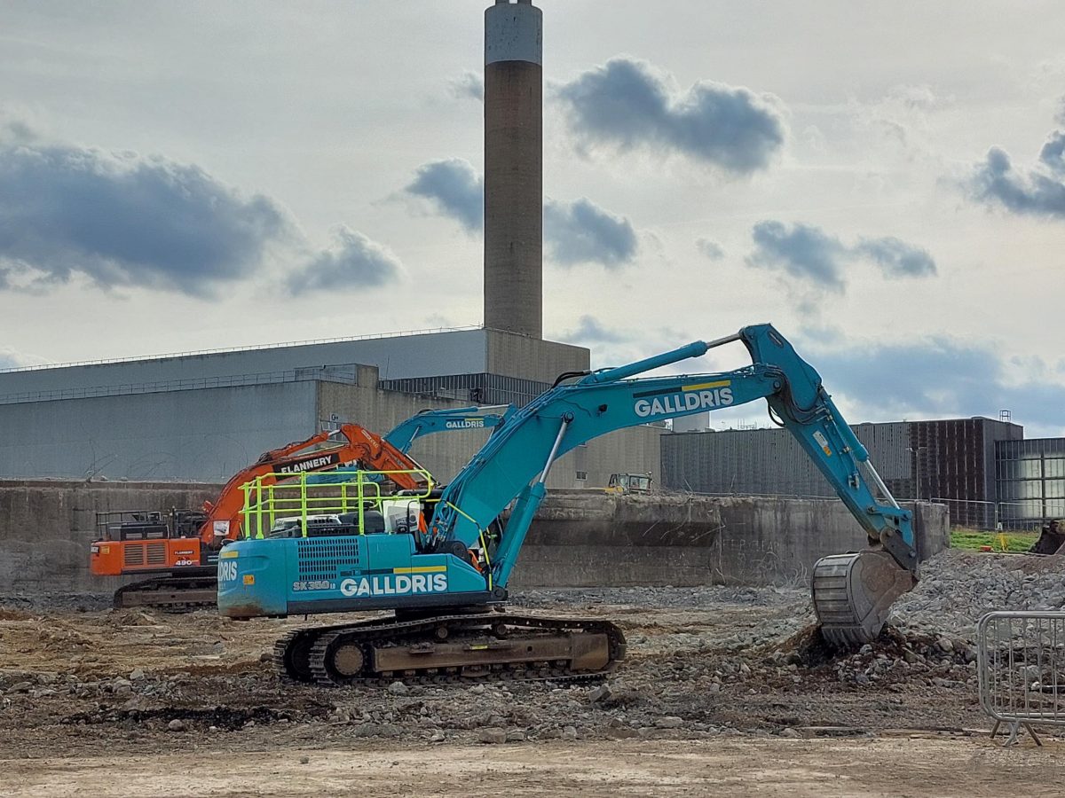 Construction work has begun on the controversial new incinerator at Edmonton Eco Park. It is being built next to the existing, 51-year-old incinerator, allowing it to continue burning waste from across North London until the new facility is complete – expected to be within three years (credit North London Waste Authority)