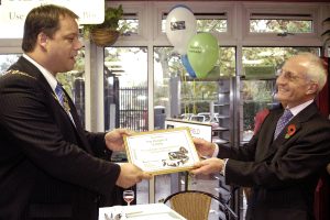 Then-mayor Lee Chamberlain receives a certificate confirming Enfield’s official Fairtrade status in 2008, which it has since lost