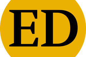 A circle containing the initials ED