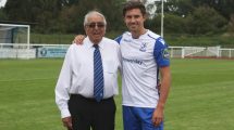 Enfield Town director Les Gold with midfielder Sam Youngs