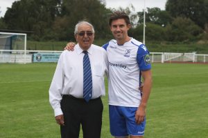 Enfield Town director Les Gold with midfielder Sam Youngs