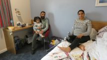 Reza Ramazani, his wife Elnaz and their two-year-old daughter Artemis are stuck in a hotel on the A10