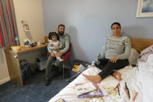 Reza Ramazani, his wife Elnaz and their two-year-old daughter Artemis are stuck in a hotel on the A10