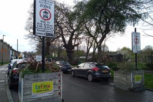 Signs warning drivers about the school street at Worcesters Primary School in Goat Lane