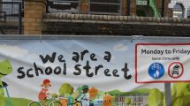 A 'school street' notice outside a primary school