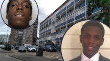 Ayley Croft Estate, where Donovan Allen (inset, right) was murdered by Timothy Adeoye (inset, left)