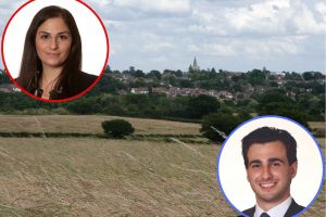 Council leader Nesil Caliskan (inset left) has clashed with Tory group leader Alessandro Georgiou (inset right) over the Green Belt