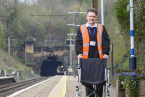 A Great Northern staff member at Hadley Wood Station
