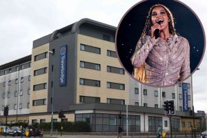 Enfield Travelodge and (inset) pop star Beyonce