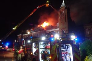 Firefighters tackling the blaze in Newsholme Drive (credit LFB)