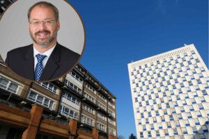 Shires Estate and (inset) Tory housing spokesperson Lee Chamberlain