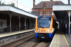 A London Overground train at Southbury Station