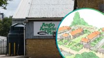 Anglo Aquatic Plant in Clay Hill and (inset) the plans for 58 homes