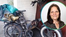 The aftermath of a recent e-bike fire in Crouch End and (inset) Anne Clarke AM