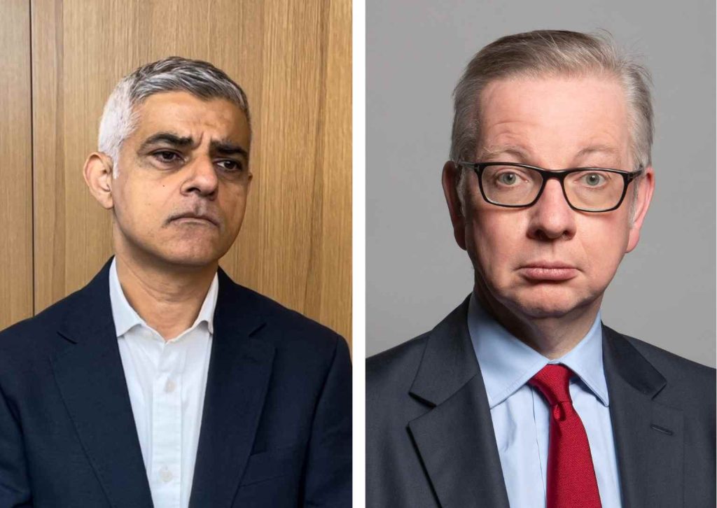 Sadiq Khan (left) is unhappy with Michael Gove (right)