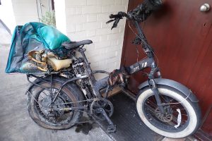 An e-bike used for deliveries after it caught fire in Crouch End