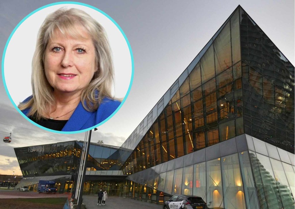 City Hall and (inset) Susan Hall
