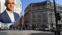 Sadiq Khan (inset) wants to see Oxford Street pedestrianised but the decision must be made by Westminster Council