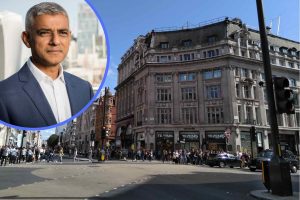 Sadiq Khan (inset) wants to see Oxford Street pedestrianised but the decision must be made by Westminster Council