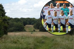 Whitewebbs Park and (inset) the Spurs women's team (credit Katie Chan via Wikimedia Commons)