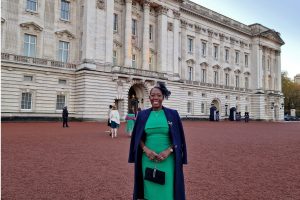Brendalee Wiggins outside Buckingham Palace