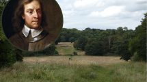 Whitewebbs Park and (inset) Samuel Cooper's portrait of Oliver Cromwell
