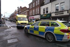 Emergency response to a collision in Church Street, Enfield