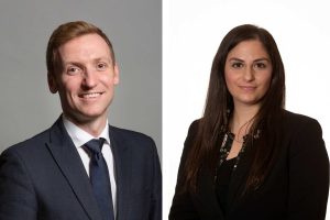 Housing minister Lee Rowley (left) and Enfield Council leader Nesil Caliskan (right)