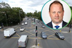 The North Circular and (inset) Tory assembly member Peter Fortune