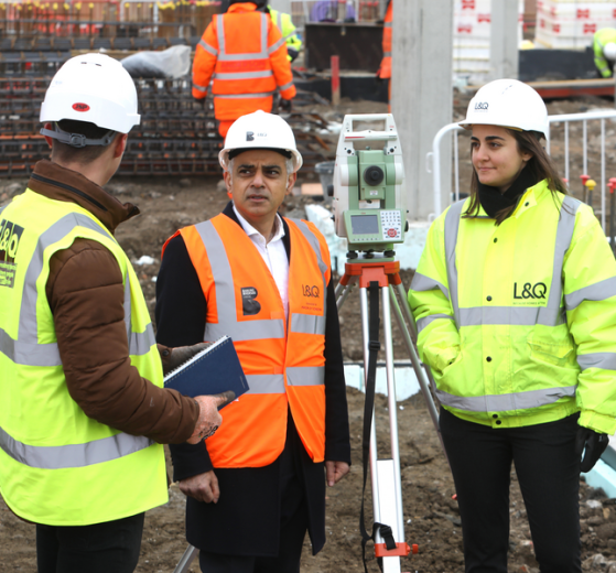 Sir Sadiq Khan on a London building site (credit GLA)