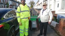 Street cleaner Tony Smith (left) with cabinet member Rick Jewell (right)