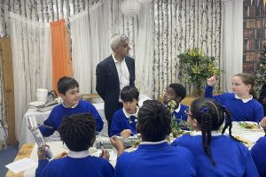 Sadiq Khan on a visit to Mandeville Primary School in Hackney this week (credit Noah Vickers/LDRS)