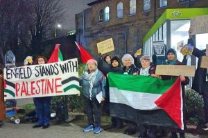 Supporters of Kate Osamor gather in Edmonton Green last night