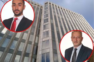 Enfield Civic Centre with (inset left) deputy leader Ergin Erbil and (inset right) cabinet member Tim Leaver