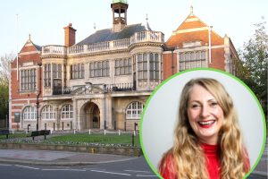 Hendon Town Hall and (inset) Sarah Morgan from NHS North Central London