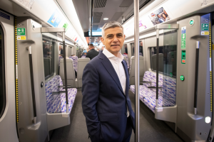 Sadiq Khan on the Elizabeth Line (credit GLA)